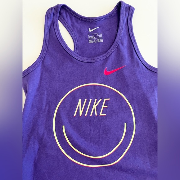 Nike Active Kids Purple Tank with Hot Pink & Neon Yellow Logos Girls 4T Like New - Picture 3 of 4
